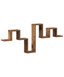 Étagère murale design zig zag 105 cm bois blanc bibliothèque suspendue moderne