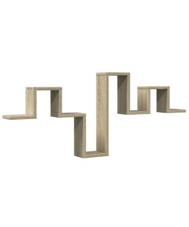 Étagère murale design zig zag 105 cm bois blanc bibliothèque suspendue moderne