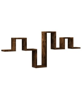 Étagère murale design zig zag 105 cm bois blanc bibliothèque suspendue moderne