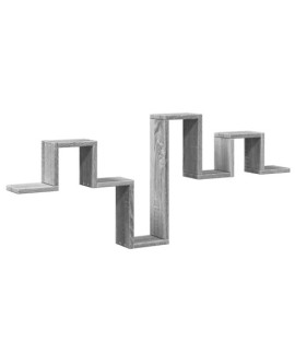 Étagère murale design zig zag 105 cm bois blanc bibliothèque suspendue moderne