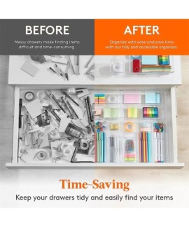 Organisateur de tiroir transparent modulable lot de boîtes de rangement multifonctions pour bureau et cuisine