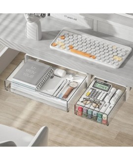 Organisateur de tiroir coulissant adhésif sous étagère pour placard cuisine et dressing