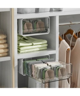 Organisateur de tiroir coulissant adhésif sous étagère pour placard cuisine et dressing