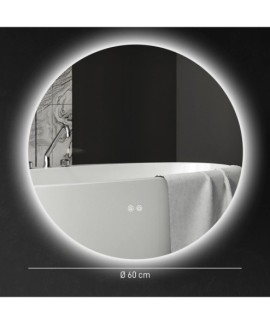 Miroir Mural Rond LED Salle de Bain 60 cm Anti Buée
