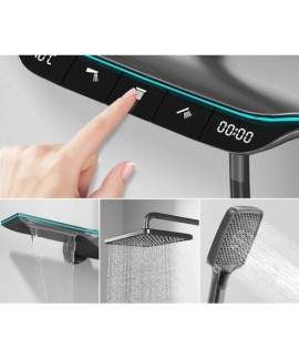 Colonne de douche thermostatique intelligente avec ecran LED gris