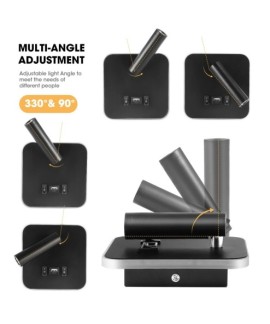 Applique Murale LED de Chevet avec Liseuse et Port USB