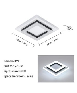 Plafonnier LED Carre Moderne en Acrylique 24W pour Salon et Chambre