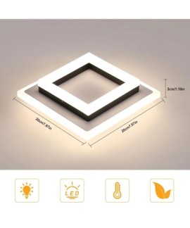 Plafonnier LED Carre Moderne en Acrylique 24W pour Salon et Chambre