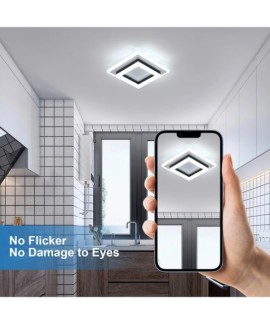 Plafonnier LED Carre Moderne en Acrylique 24W pour Salon et Chambre