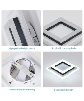 Plafonnier LED Carre Moderne en Acrylique 24W pour Salon et Chambre